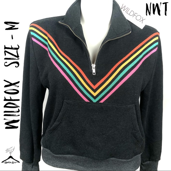 Wildfox Sweaters - Wild Fox Black & Multi Color Stripe Sweatershirt